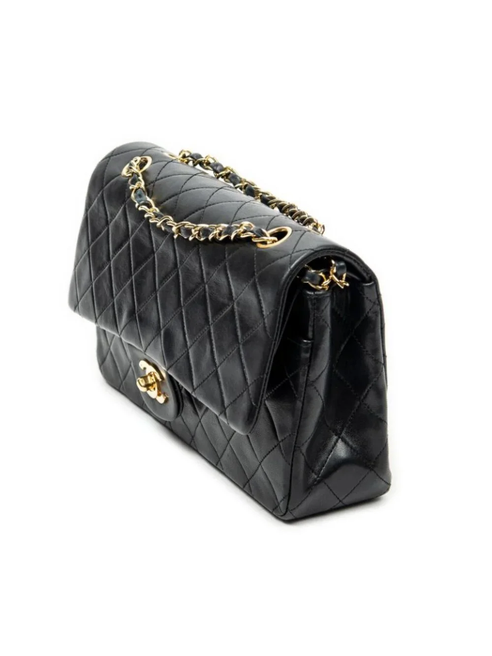 Chanel Quilted Double Flap Black Lambskin Leather